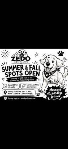 Zedo Dogs - Dog Walking in Winnipeg | Summer &amp; Fall Spots Open (Winnipeg)